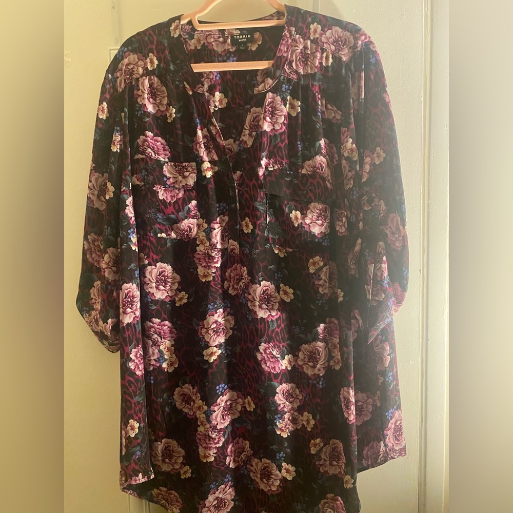 HARPER GEORGETTE PULLOVER 3/4 SLEEVE TUNIC BLOUSE